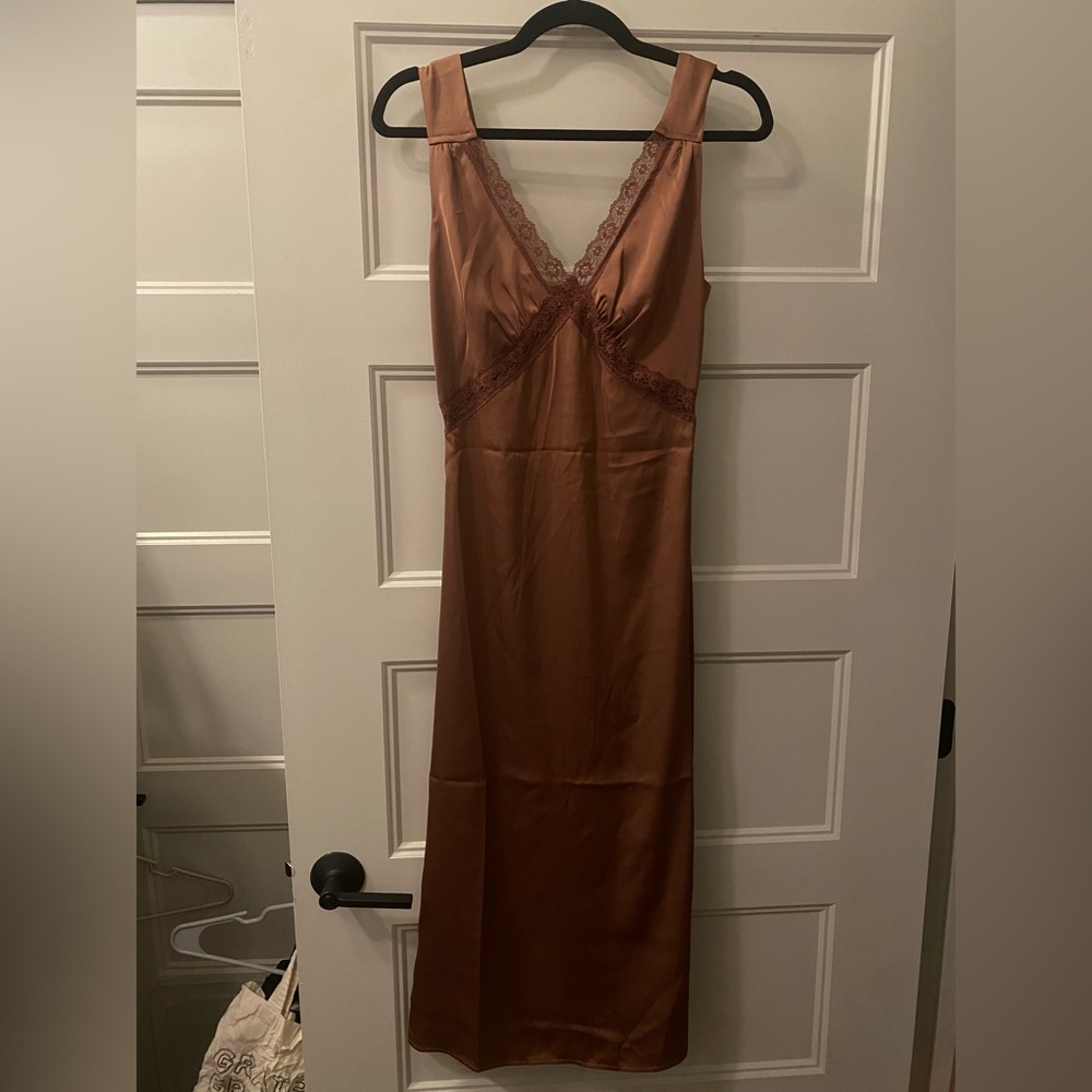 FORE Gorgeous Orangey/Brown Slip Dress~ Size Small~ NWOT